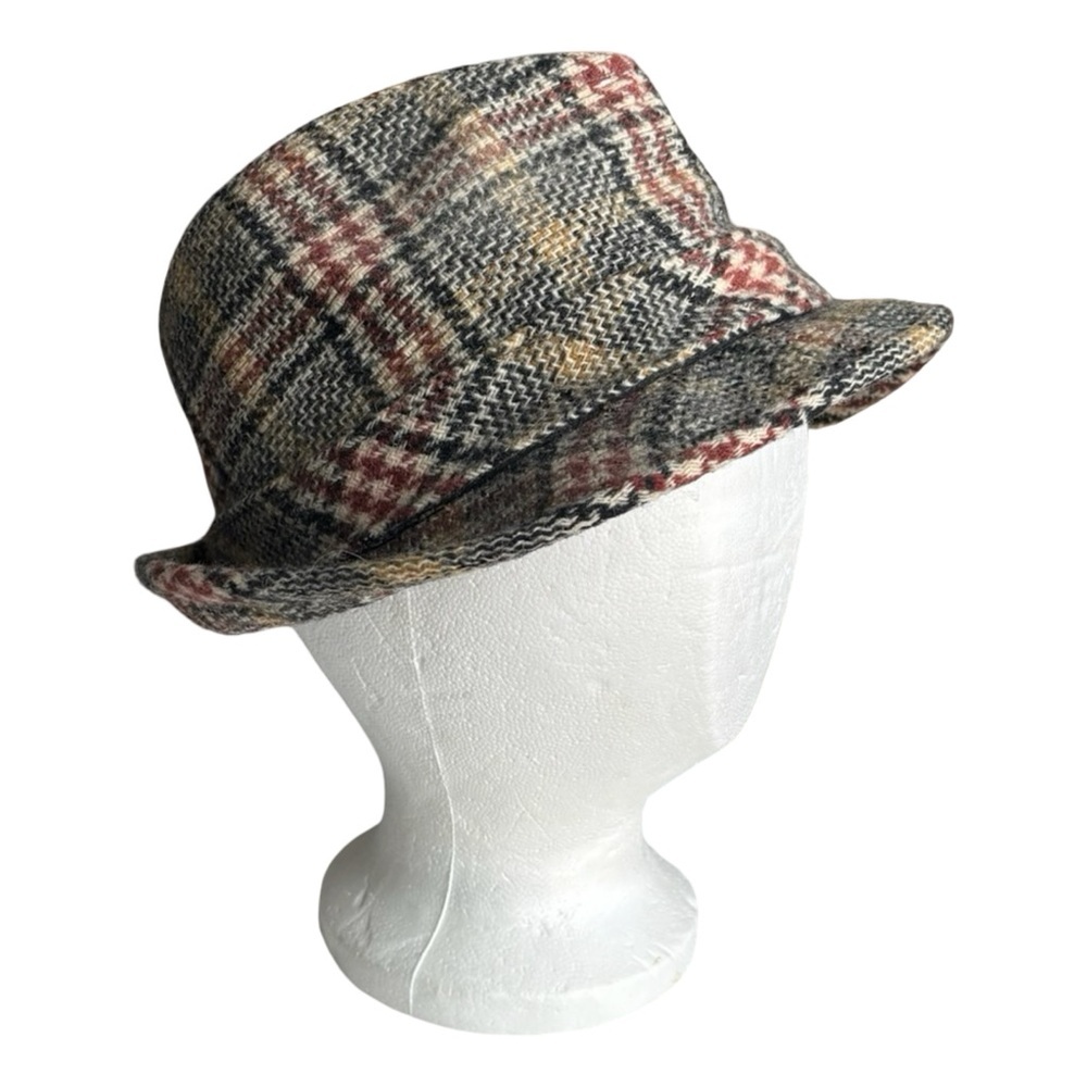 Vintage Men's Stetson Maroon Tan and Black Tweed Fedora Size 7 1/8